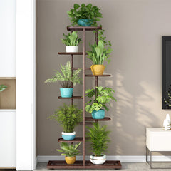 LINZINAR plant stand in use holding mixed pots showing organized display benefit
