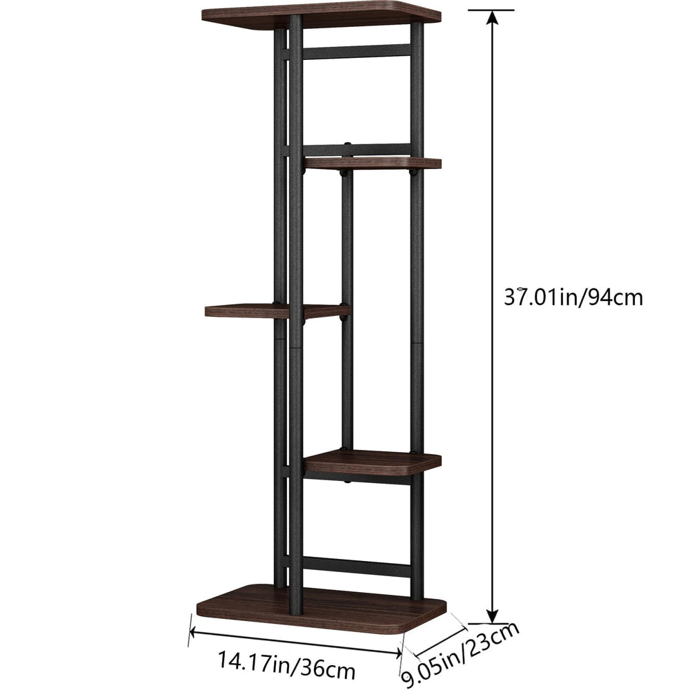 LINZINAR plant stand styled with mixed pots displaying organized aesthetic benefit