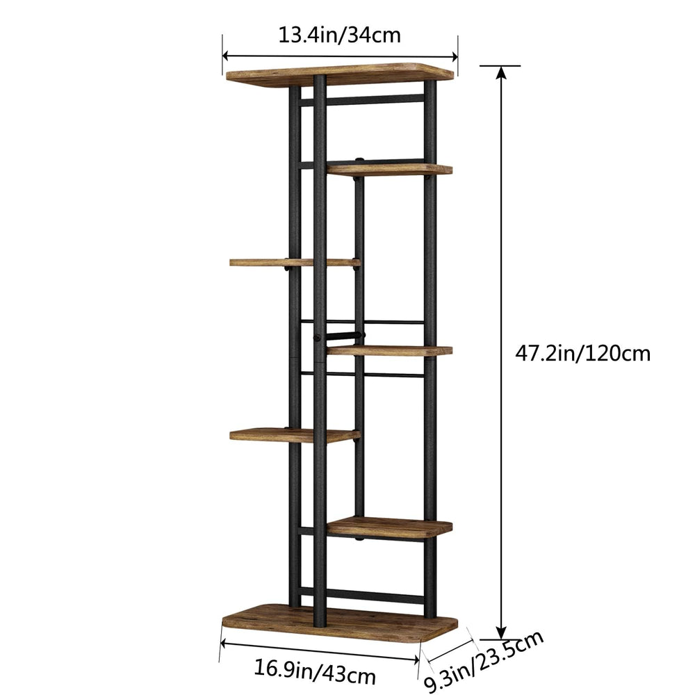 LINZINAR shelves with varied pot sizes showing versatile arrangement options