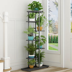 LINZINAR plant stand staged with succulents and flowers illustrating decorative display benefits