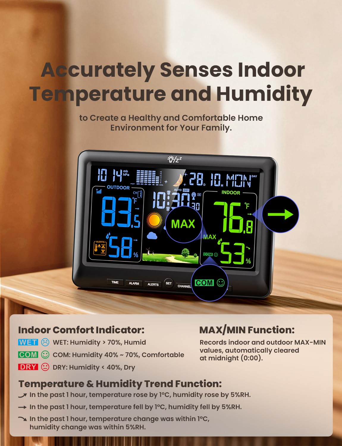 LIORQUE sensor attached to house siding demonstrating outdoor monitoring range