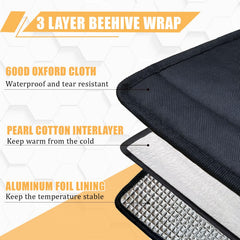 LipLopBest wrap installed on an 8-frame hive demonstrating windproof protection