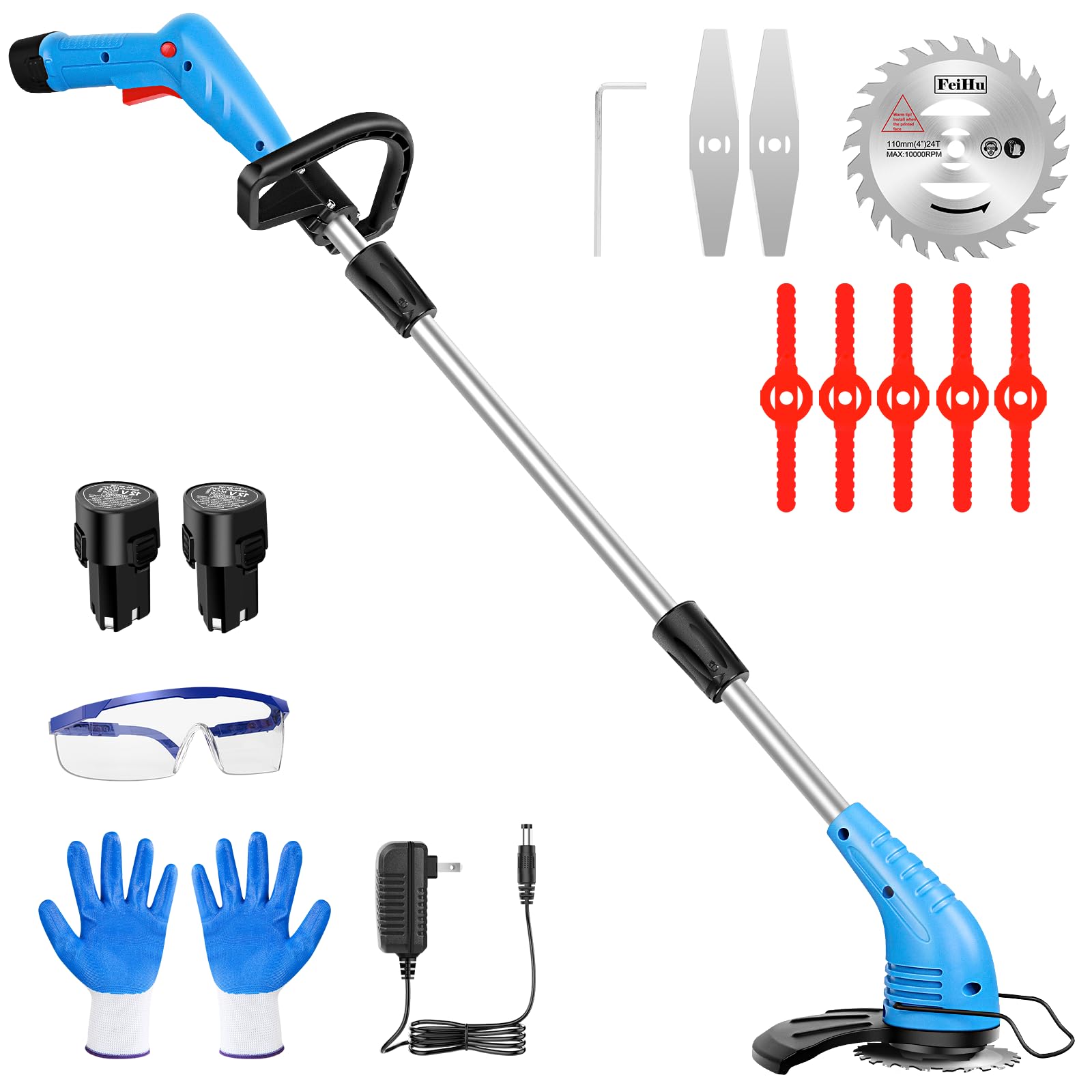 Lipoliftco front view showing full cordless trimmer and blade set, fast cleanup benefit