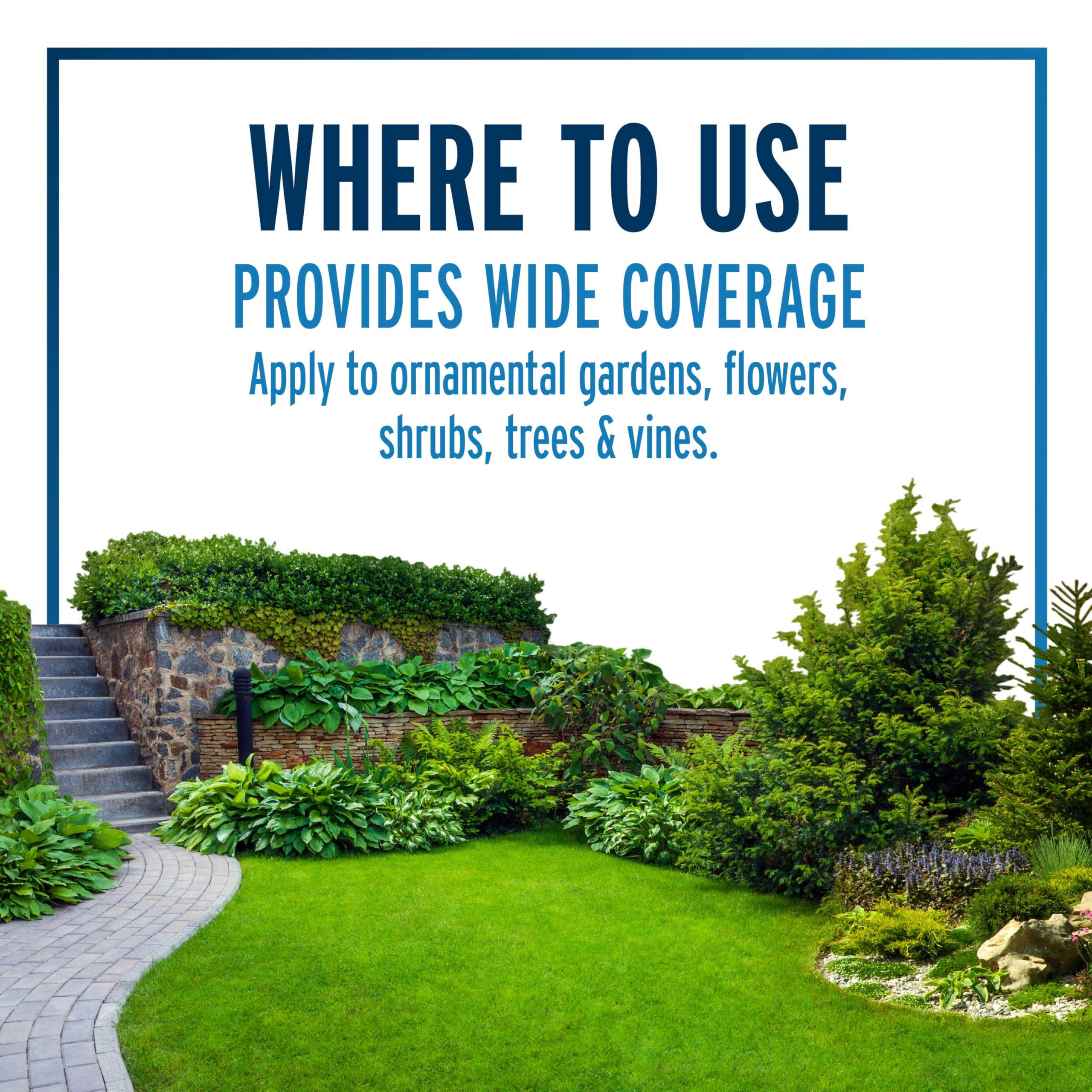 Garden with treated ornamentals showing Liquid Fence reduced damage