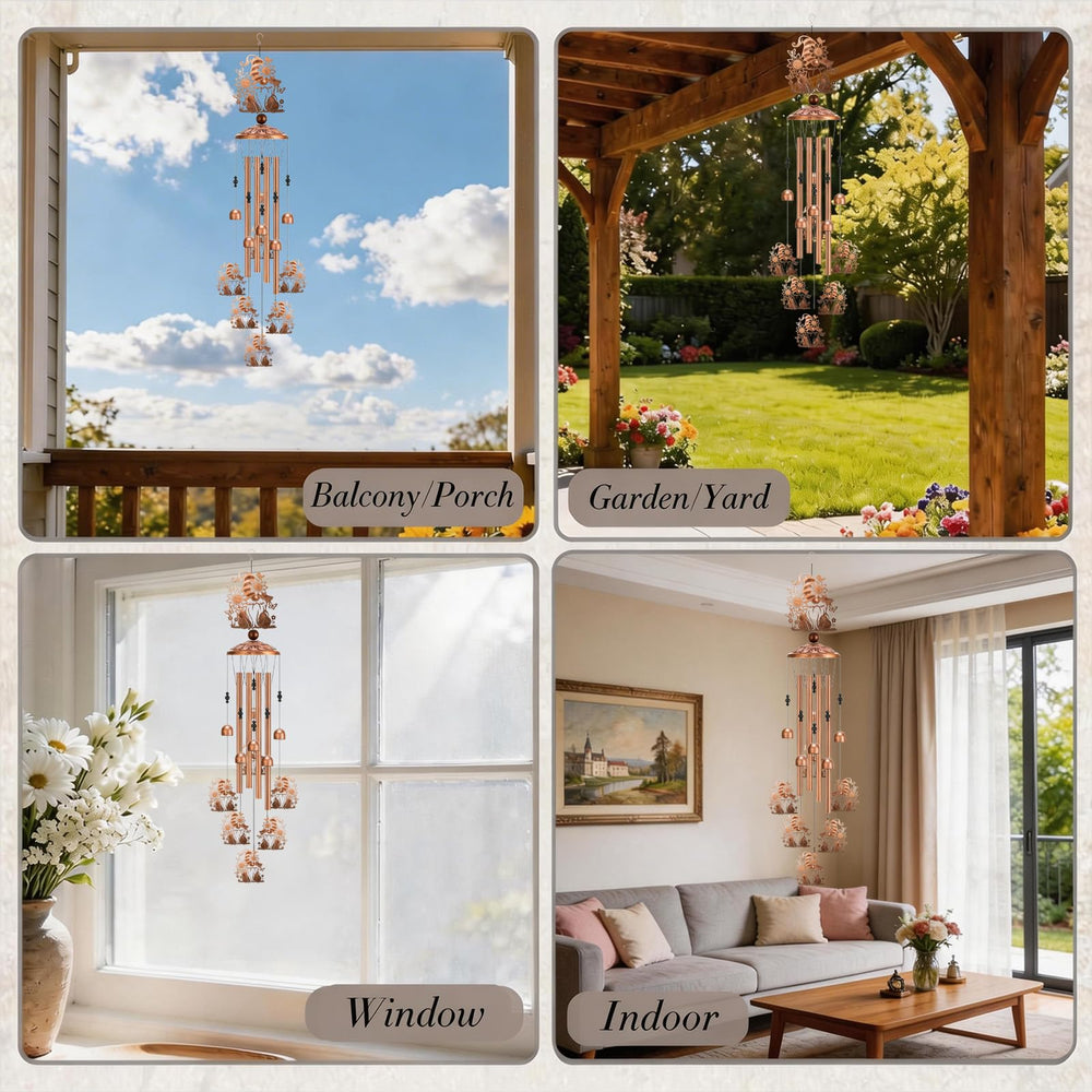 LIRAVENO wind chime hanging in a garden offering visual charm and ambience