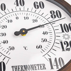 Lirches closeup of dial showing sun and snow graphics and precise temperature reading