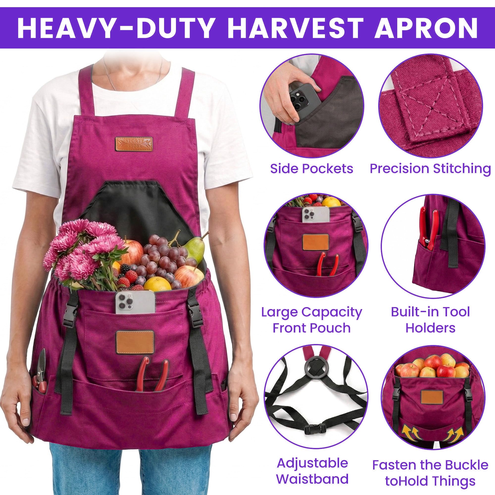 LISINUO close-up of heavy-duty pouch highlighting secure produce holding