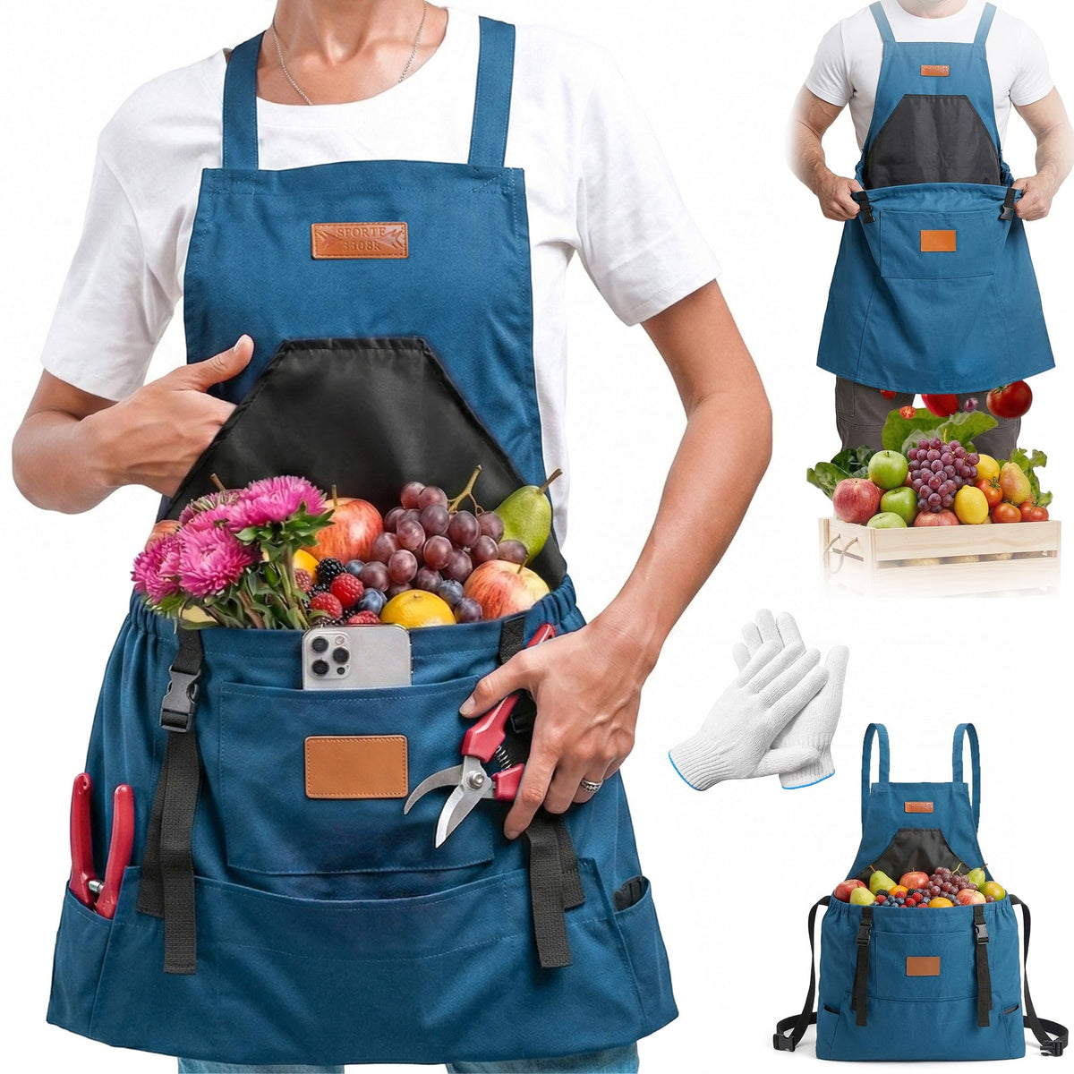 LISINUO apron front view showing pockets and tidy tool storage benefit