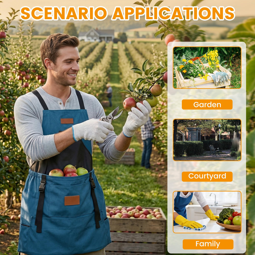 LISINUO breathable gardening gloves and apron laid out for complete setup