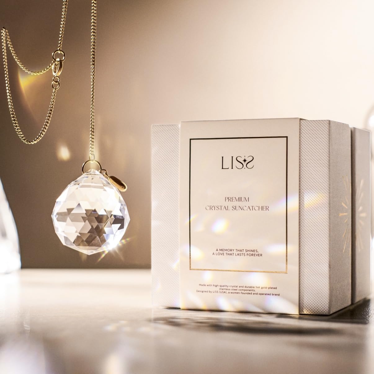 LISS front packaging showing the memorial suncatcher and ready-to-gift box for ease