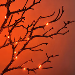 LITBLOOM close-up of twig branches and orange LED lights for texture detail