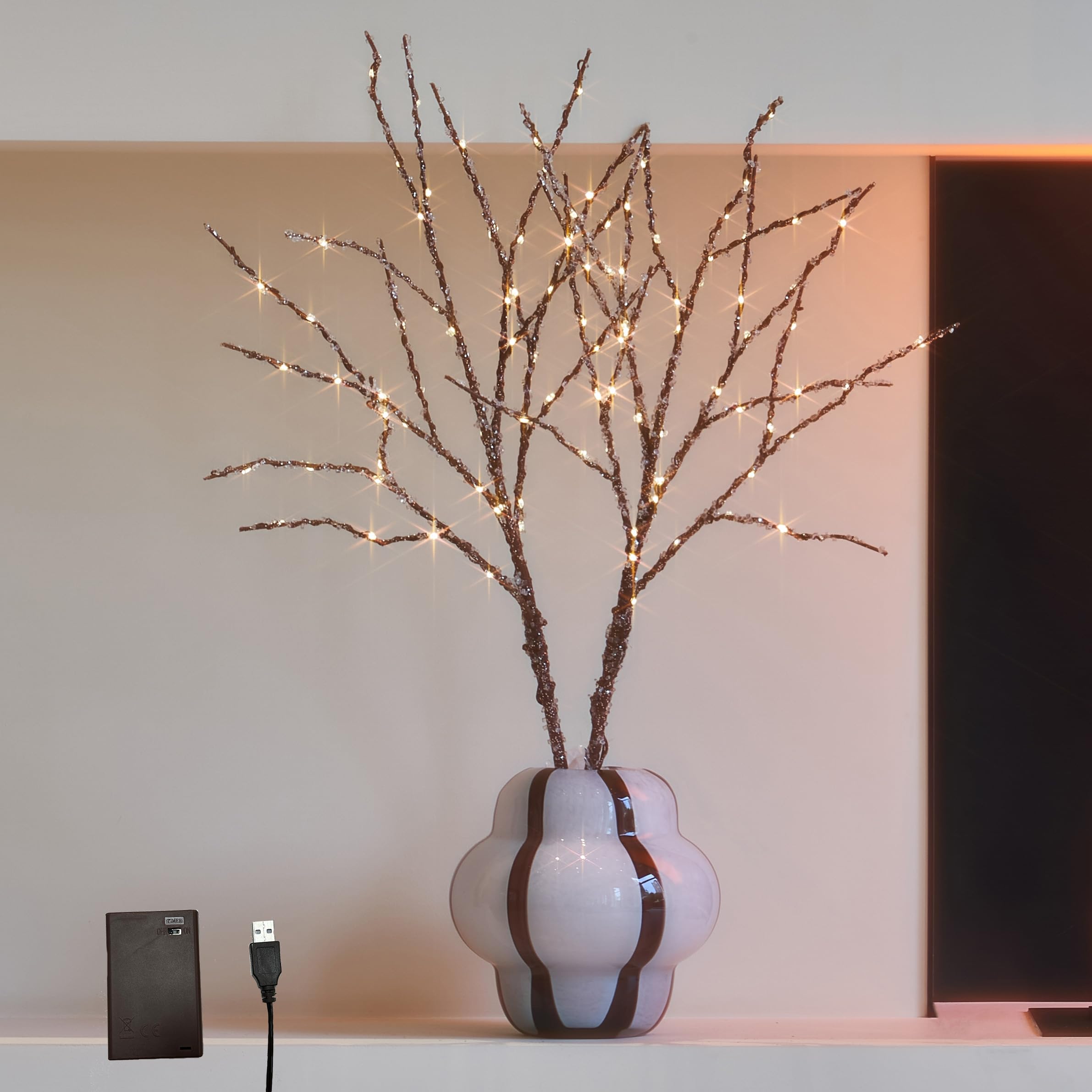 LITBLOOM front view showing full illuminated willow branch and warm glow