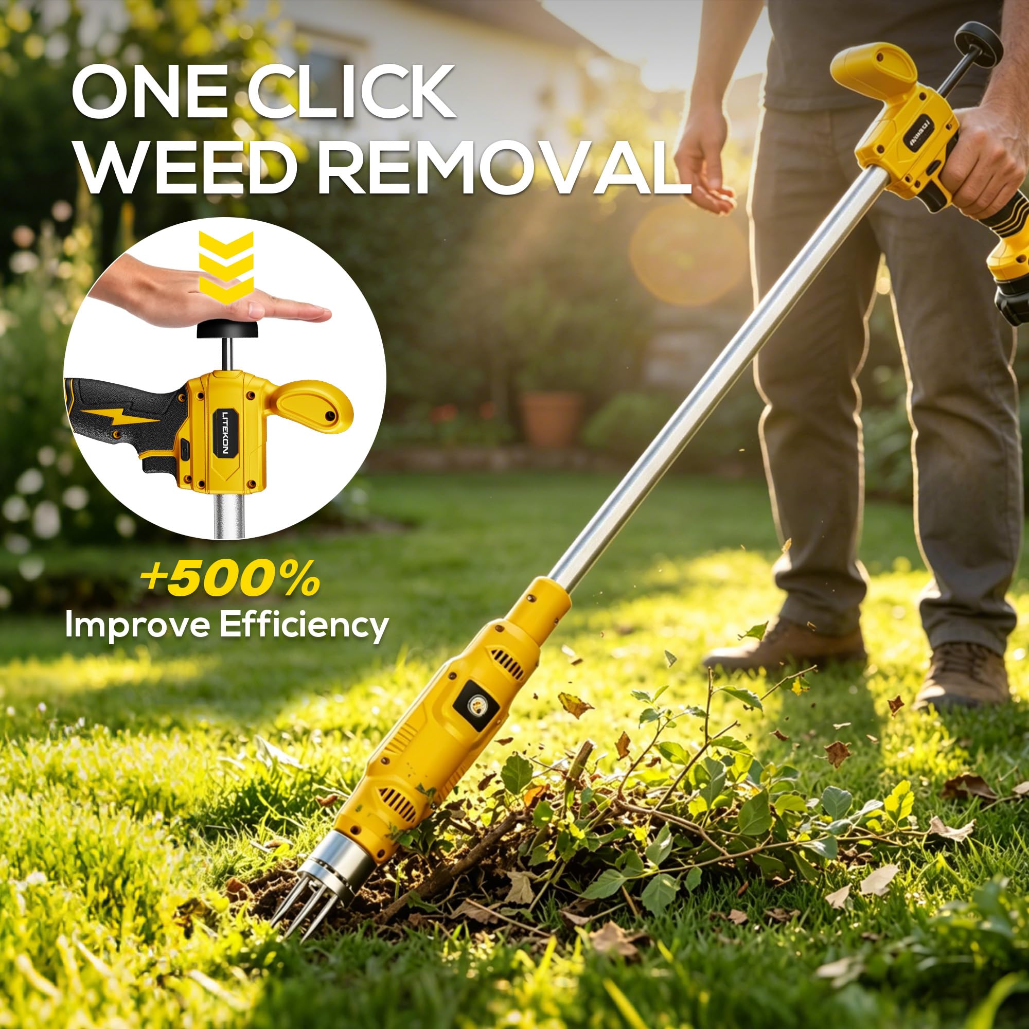 LITEKON ergonomic handle reducing back strain during gardening