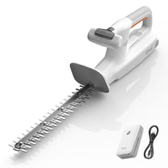 LiTHELi hedge trimmer front view showing lightweight frame and blade for easier yard work