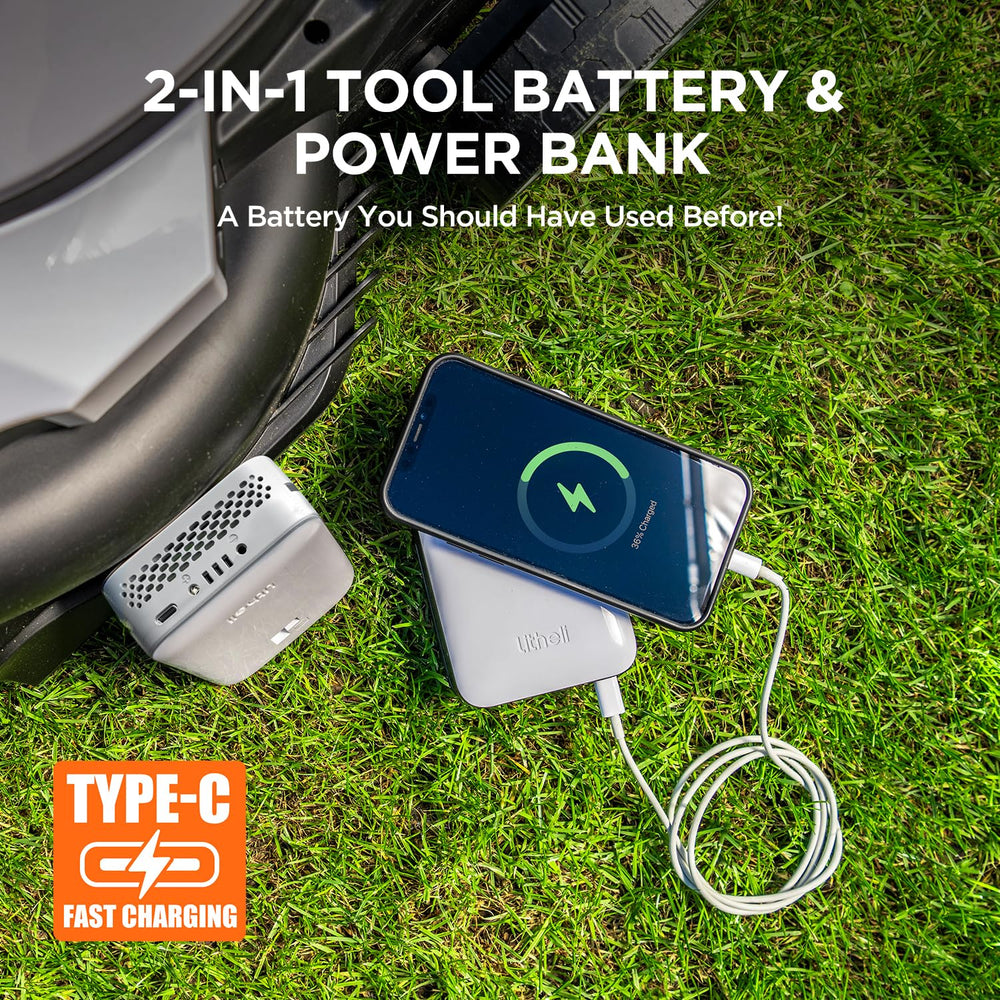LiTHELi accessories layout with battery and cable showing ready-to-use convenience