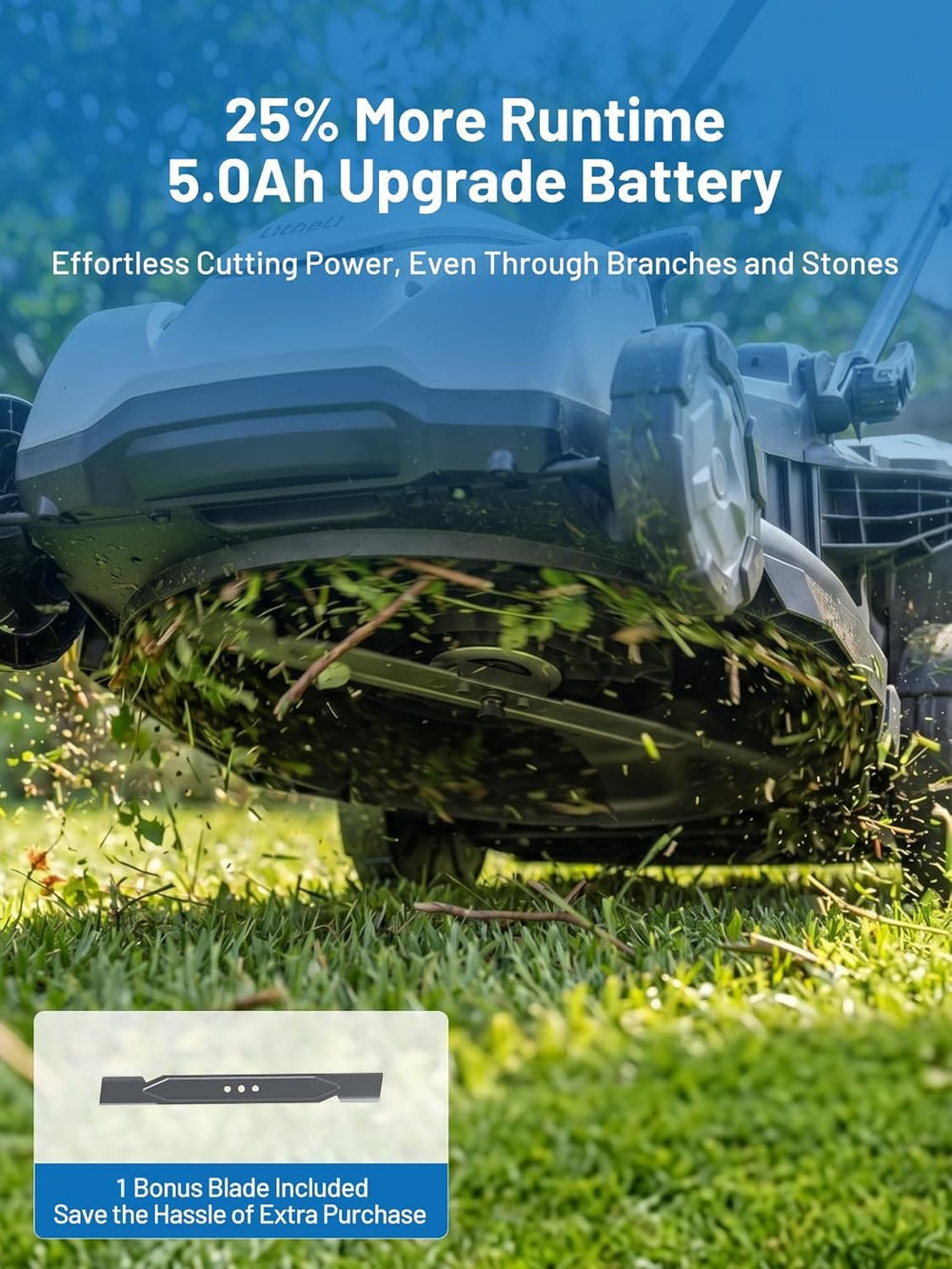 LiTHELi batteries and charger layout showing two 5.0Ah packs for longer runtime