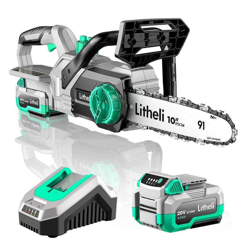 LiTHELi chainsaw front view showing compact design and easy handling benefit