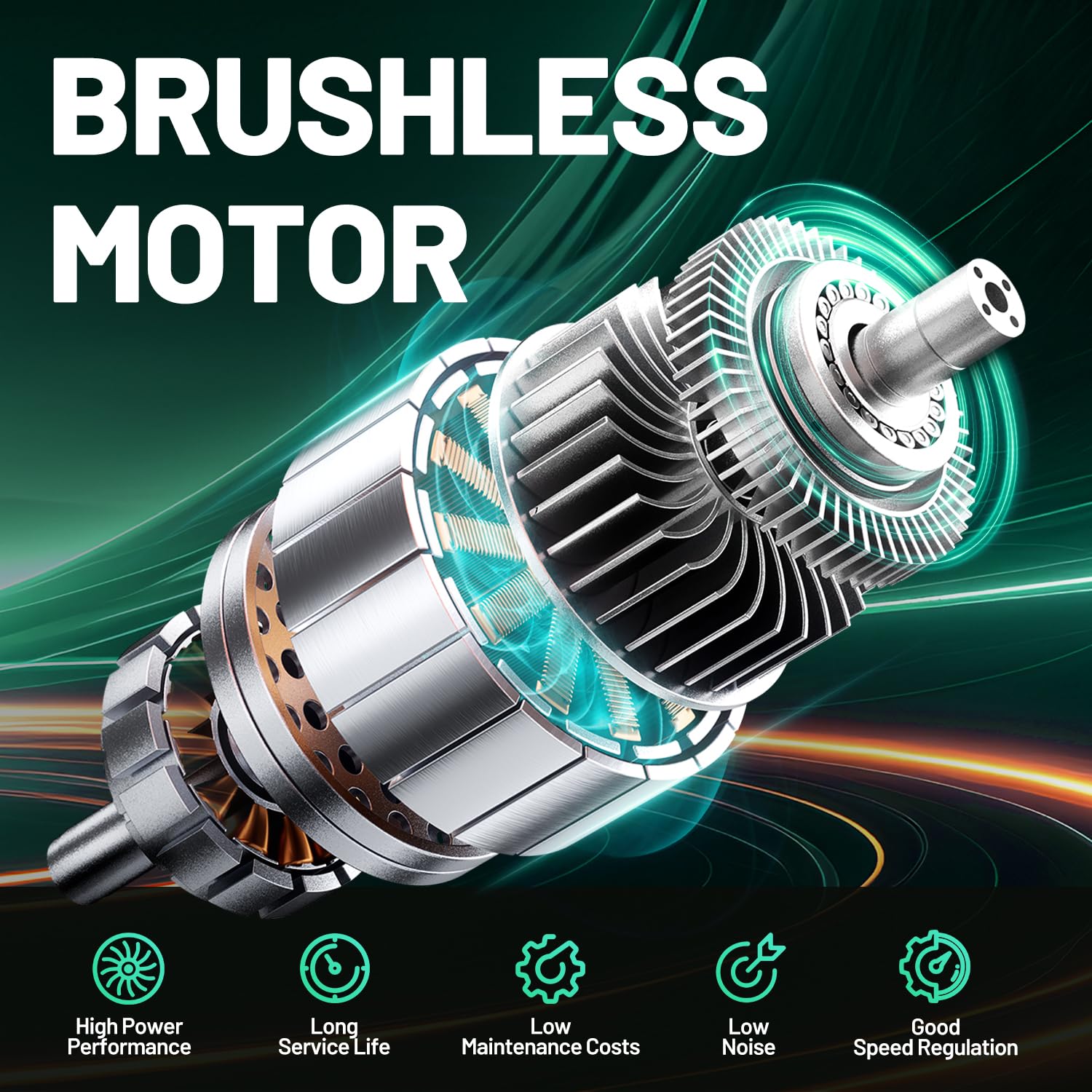 LiTHELi close-up of blade and deck showing brushless motor efficiency benefit