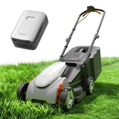 LiTHELi front view of mower showing compact deck and controls for easy handling