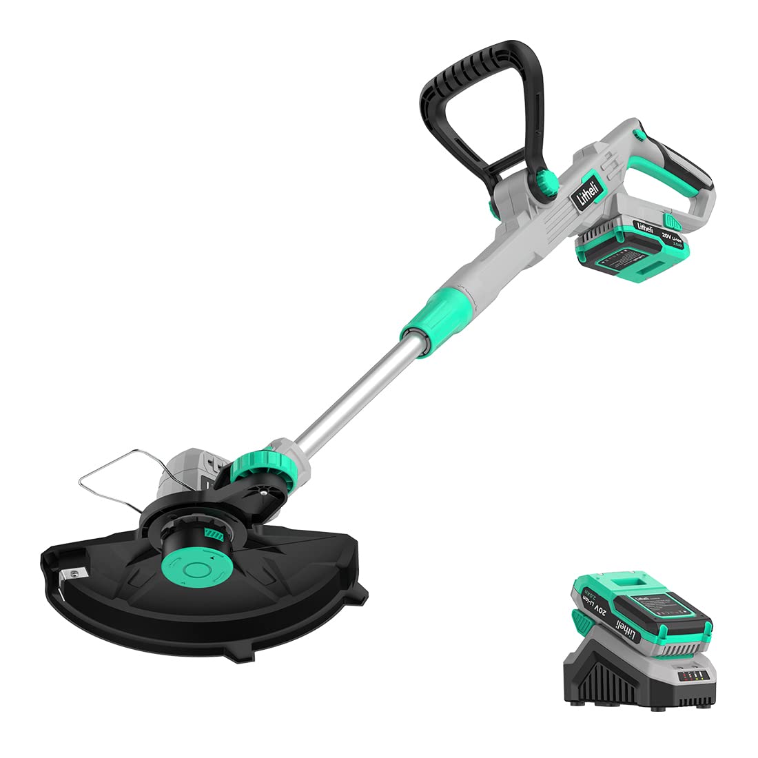 LiTHELi front view of trimmer showing compact body and 12-inch path advantage