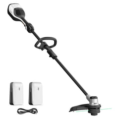LiTHELi front view of trimmer showing 14-inch cutting path and portability
