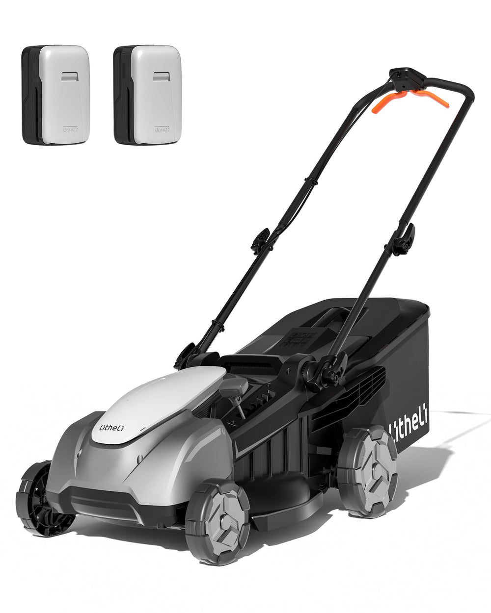 LiTHELi front view showing mower deck and handle for easy storage