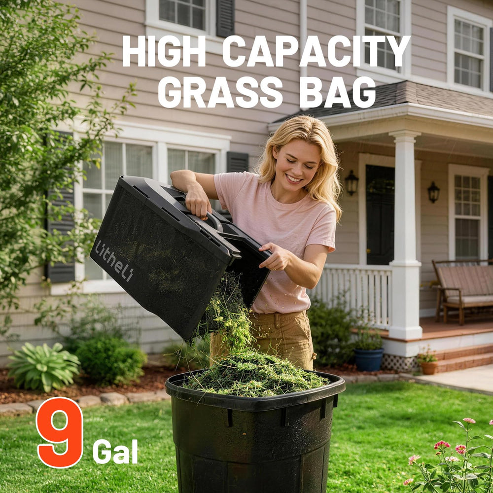 LiTHELi mower in use on a small yard providing quiet, clean mowing
