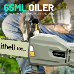 LiTHELi pole saw fully extended demonstrating reach up to 8.5 ft for safer overhead cuts