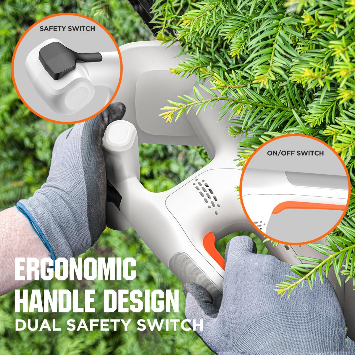 LiTHELi trimmer stored with blade sheath demonstrating safe, compact storage