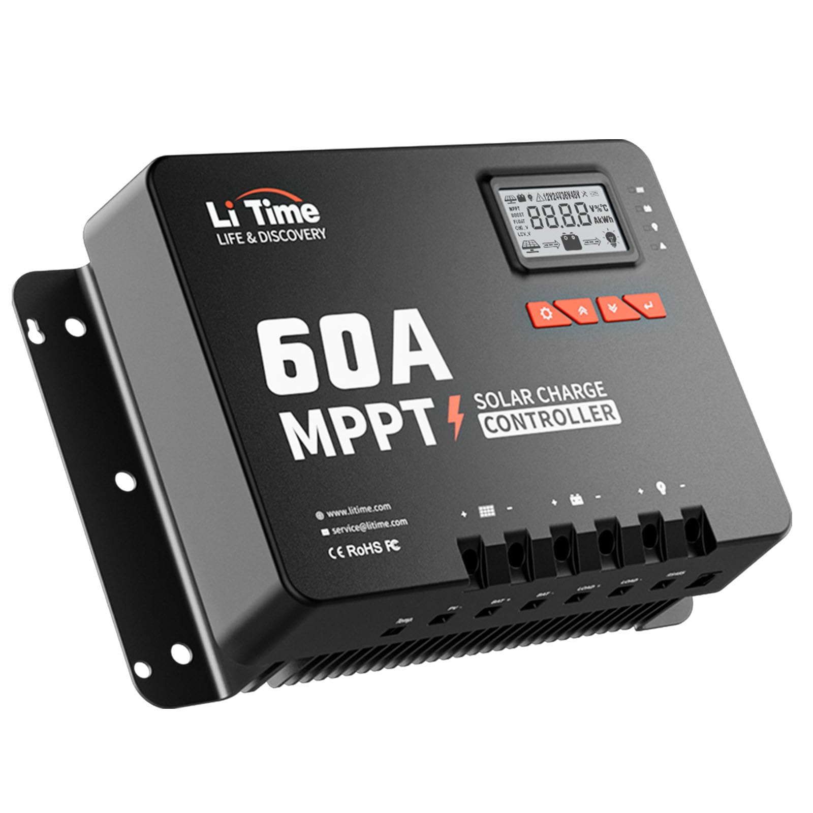 LiTime controller front panel showing ports and indicators for easy setup
