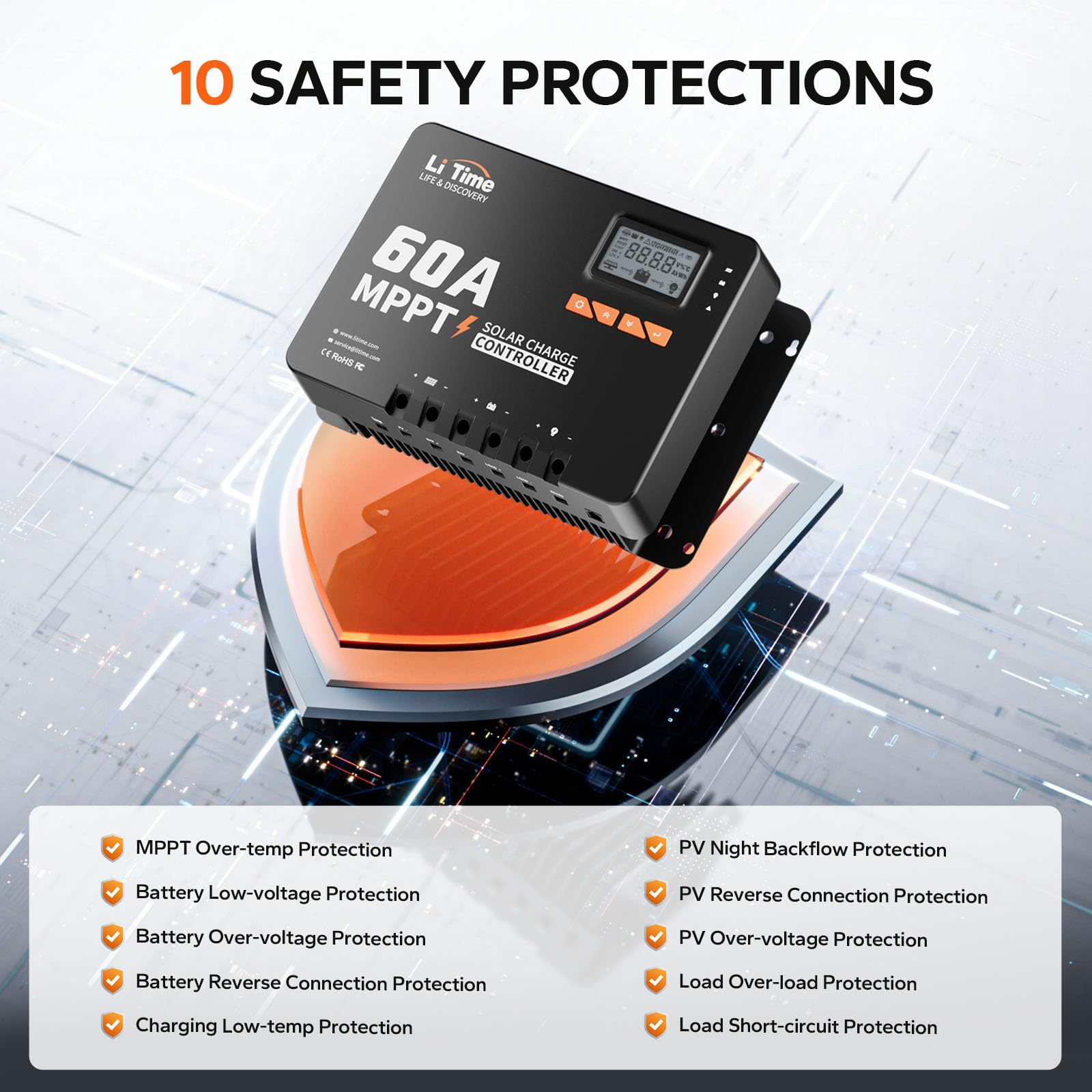 LiTime wiring diagram for installation guidance and correct PV battery connections