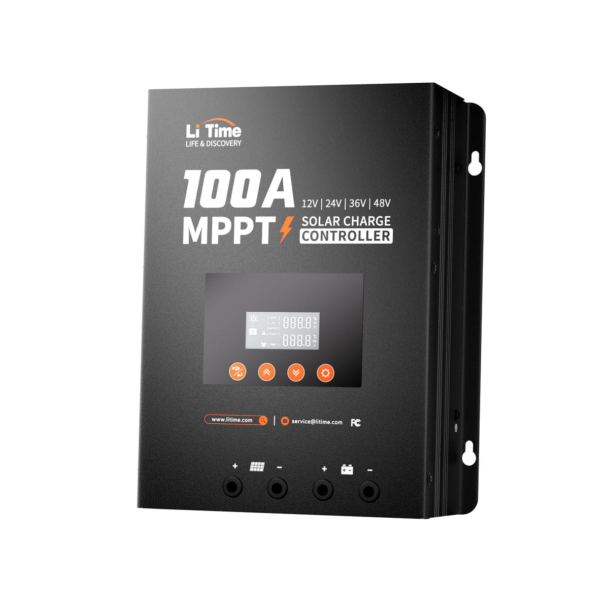 LiTime front panel showing controls and ports for easy installation benefits