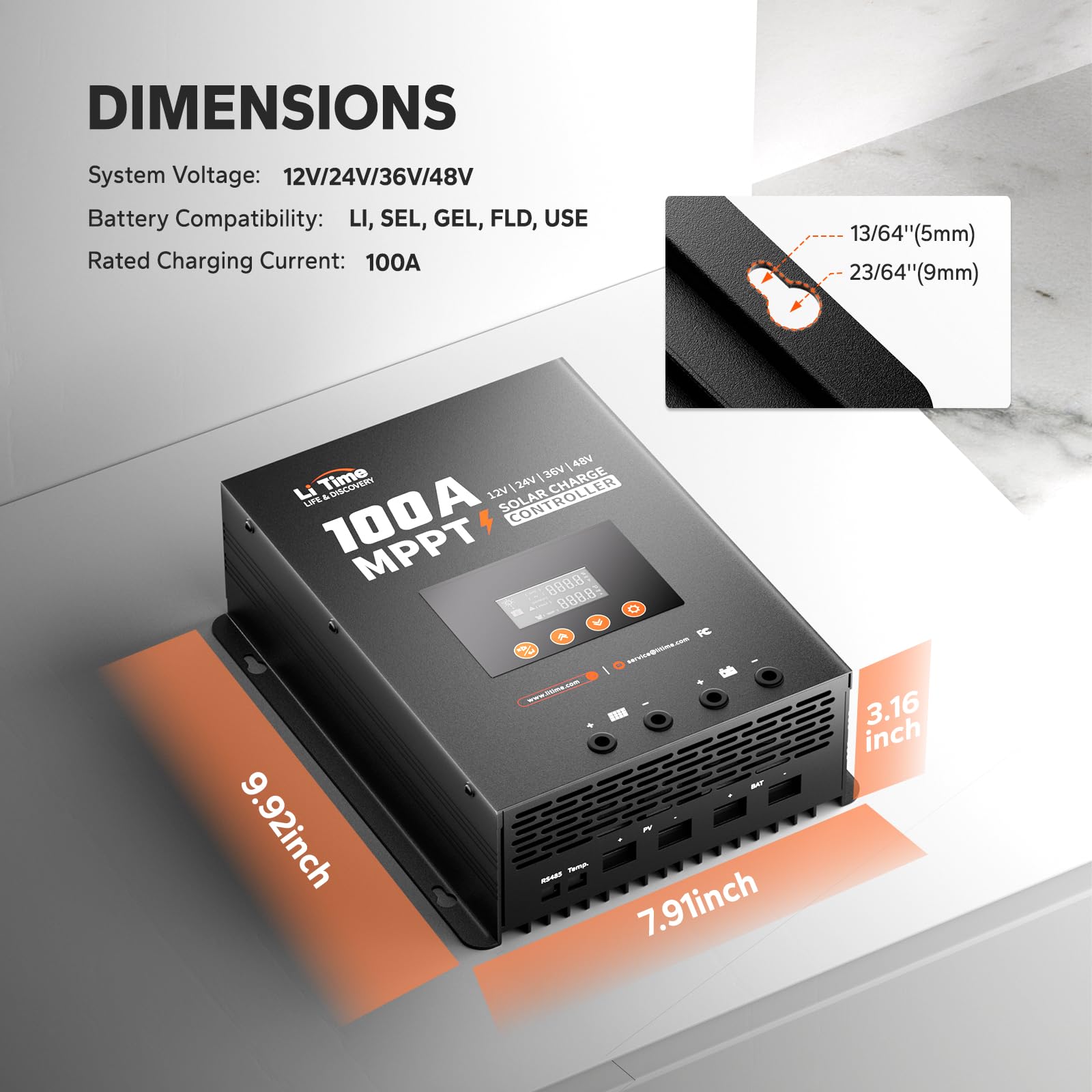 LiTime LCD screen displaying system status for quick performance checks
