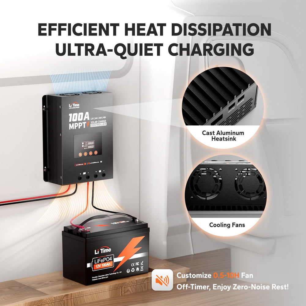 LiTime side profile with cooling fan to reduce noise and heat