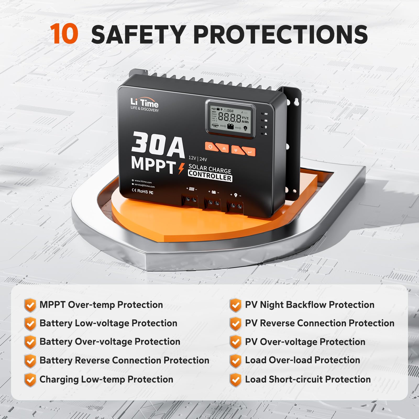 LiTime next to a hand showing compact size and easy installation benefit