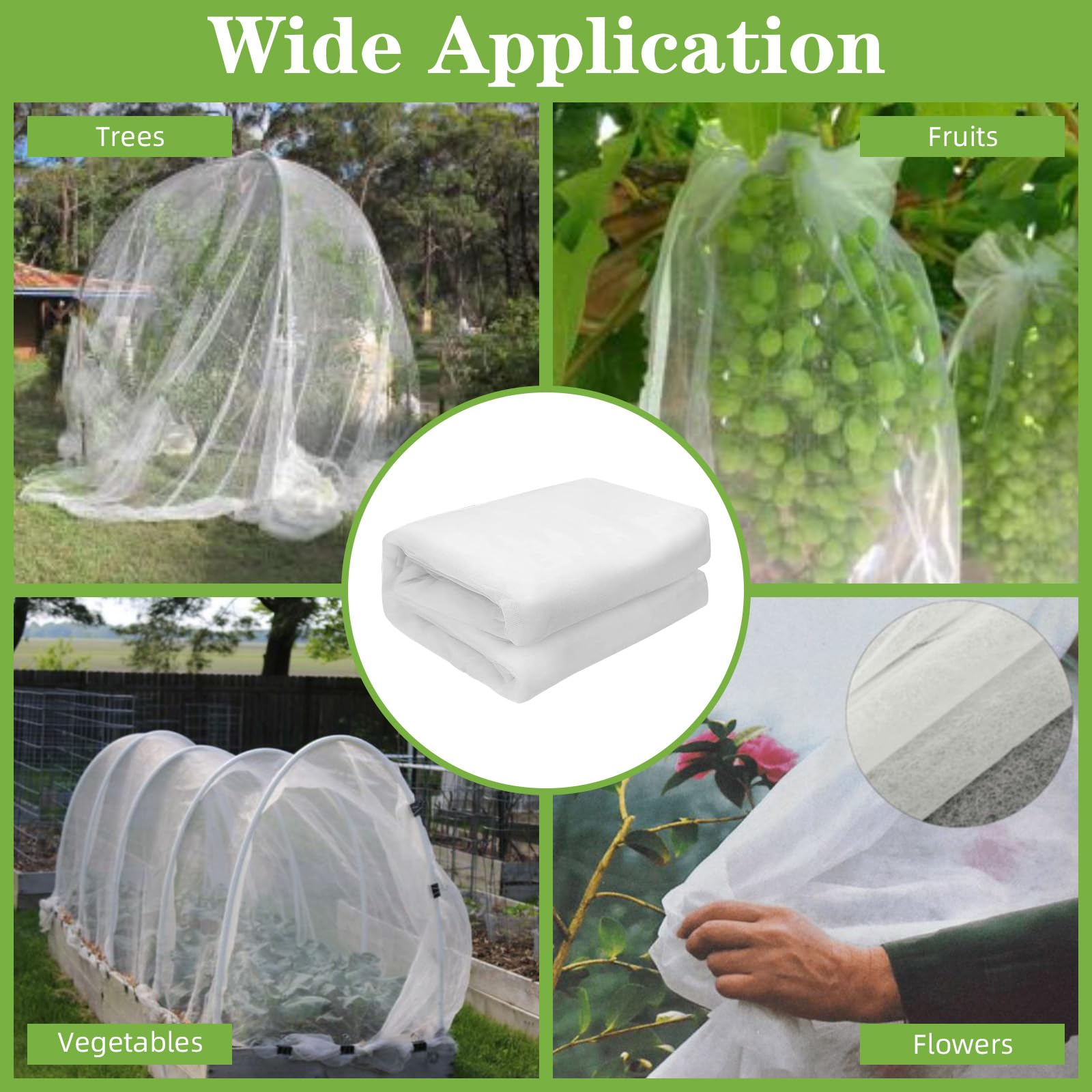 LITLANDSTAR netting edge secured with stone and stake, prevents wind displacement