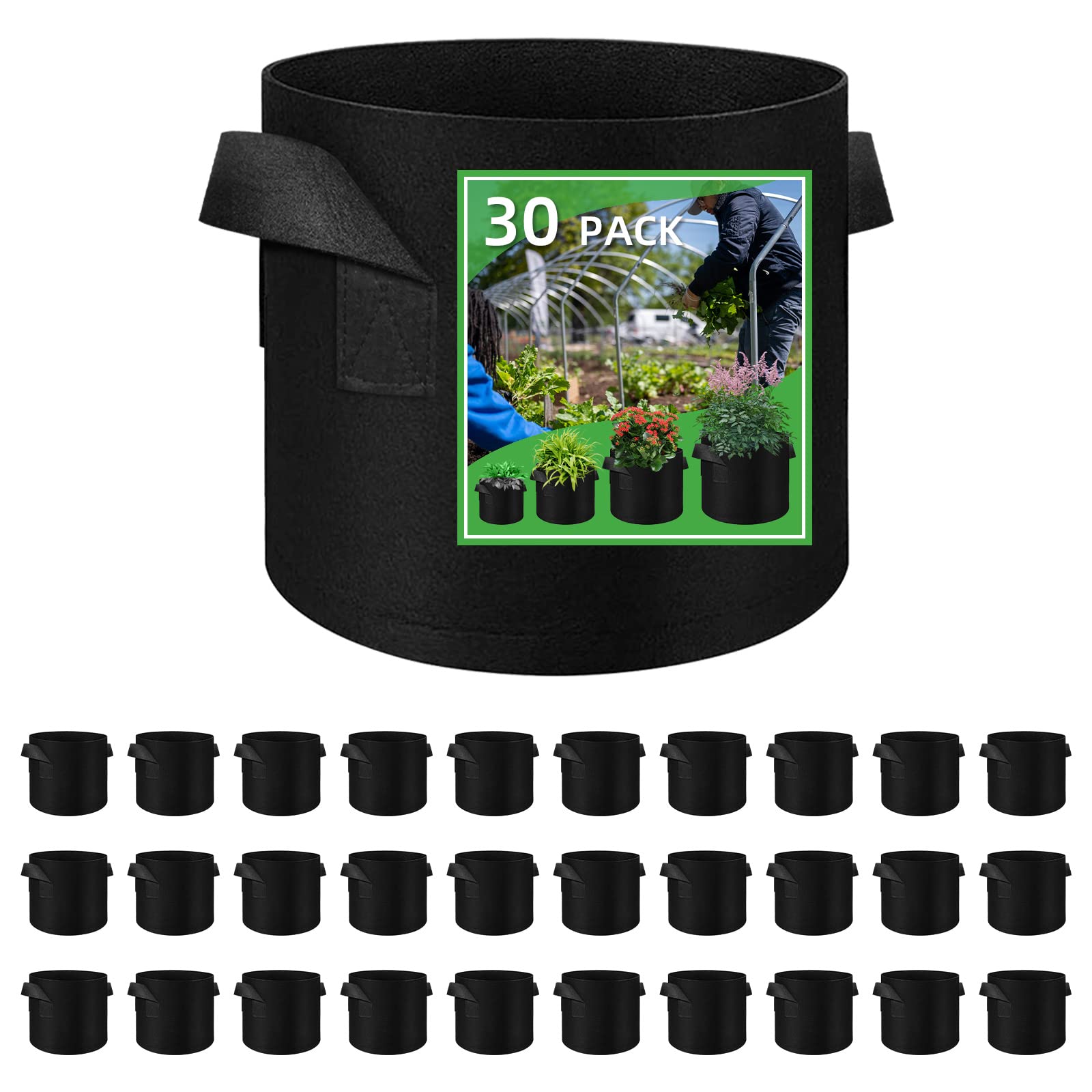 LITLANDSTAR front view of 30-pack grow bags showing packaging and quantity benefit