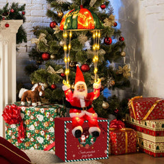 litogo parachuting Santa close-up of LEDs highlighting vibrant color transitions and detail