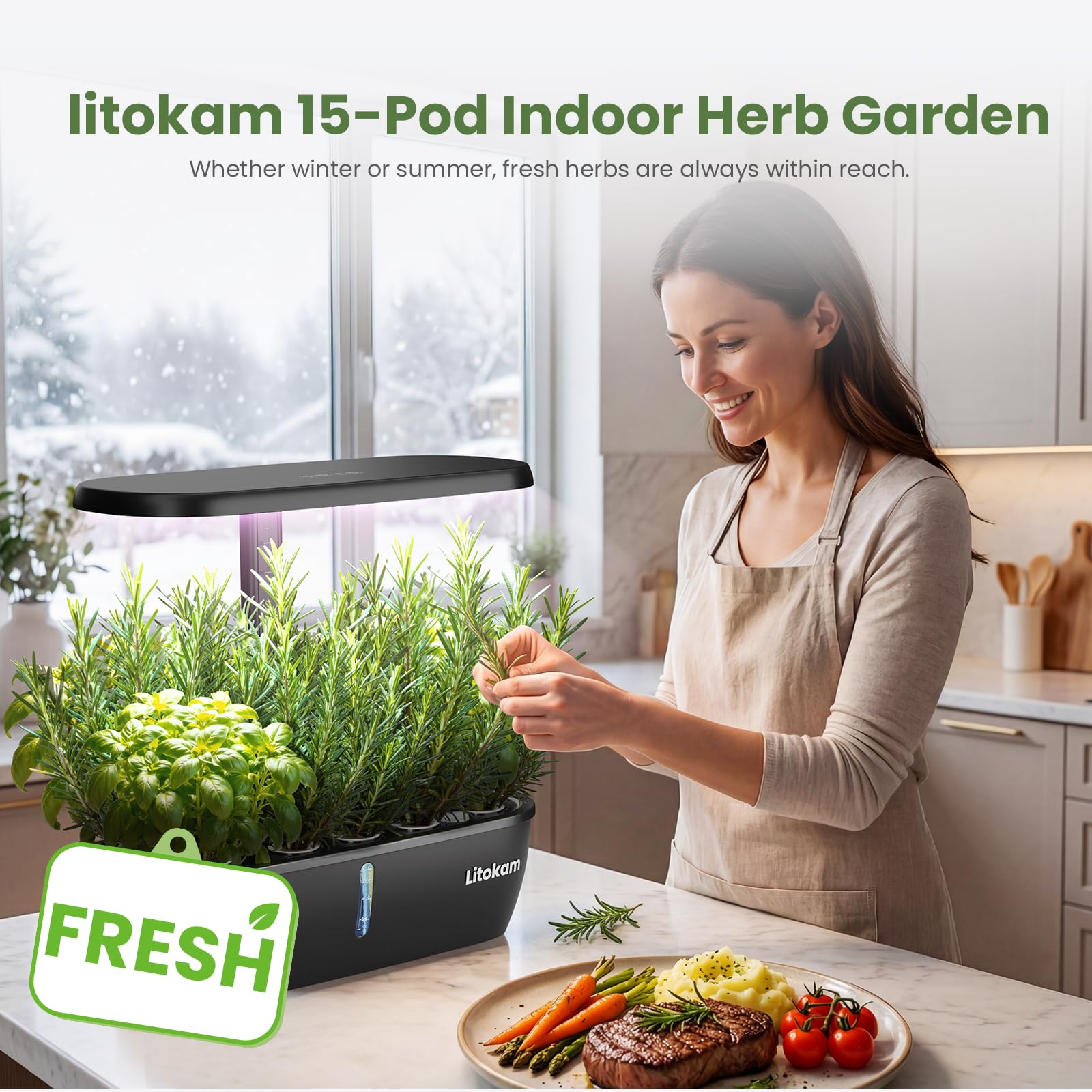 litokam 24W LED arm closeup highlighting adjustable light for stronger growth