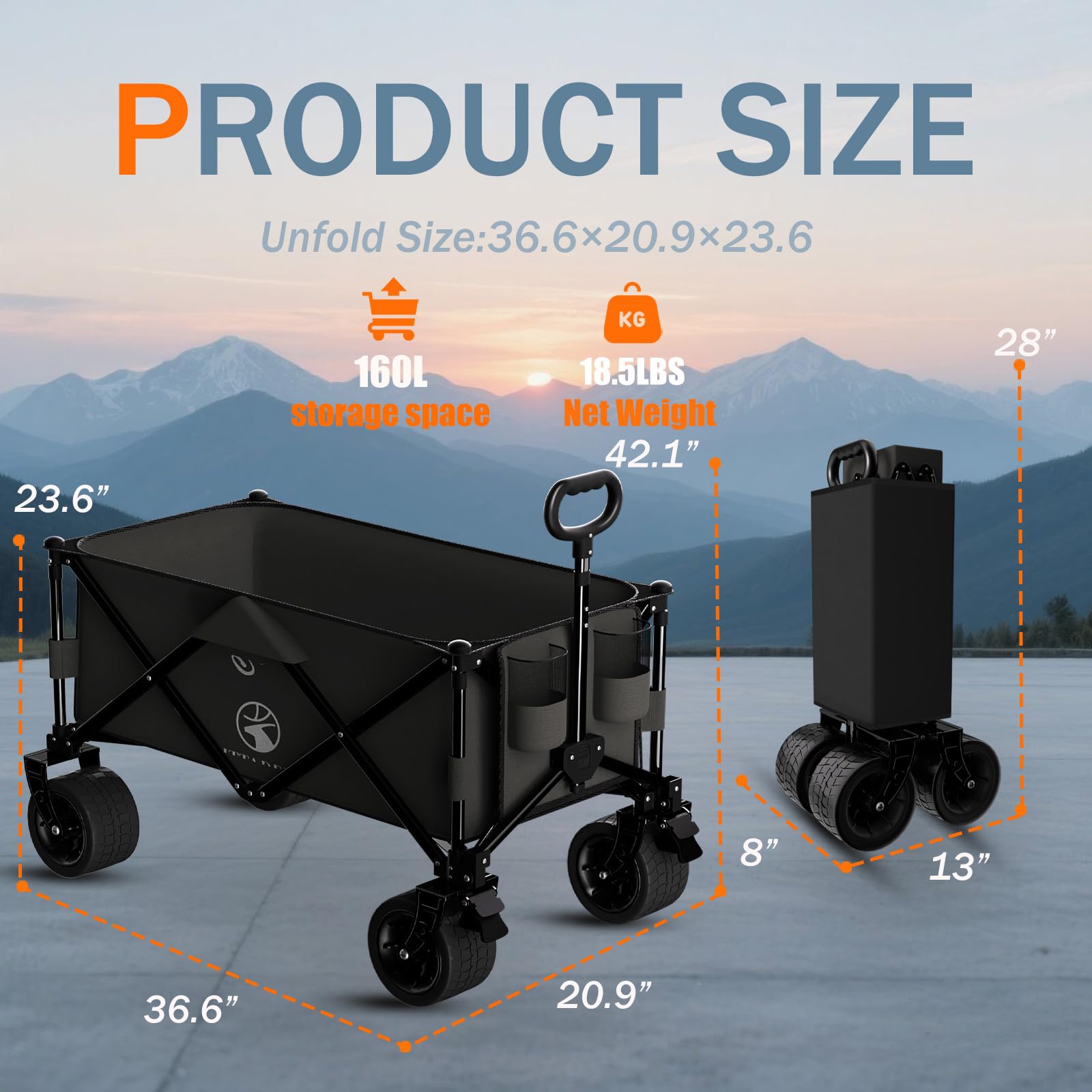 Littadeer compact folded wagon in car trunk for easy transport benefit
