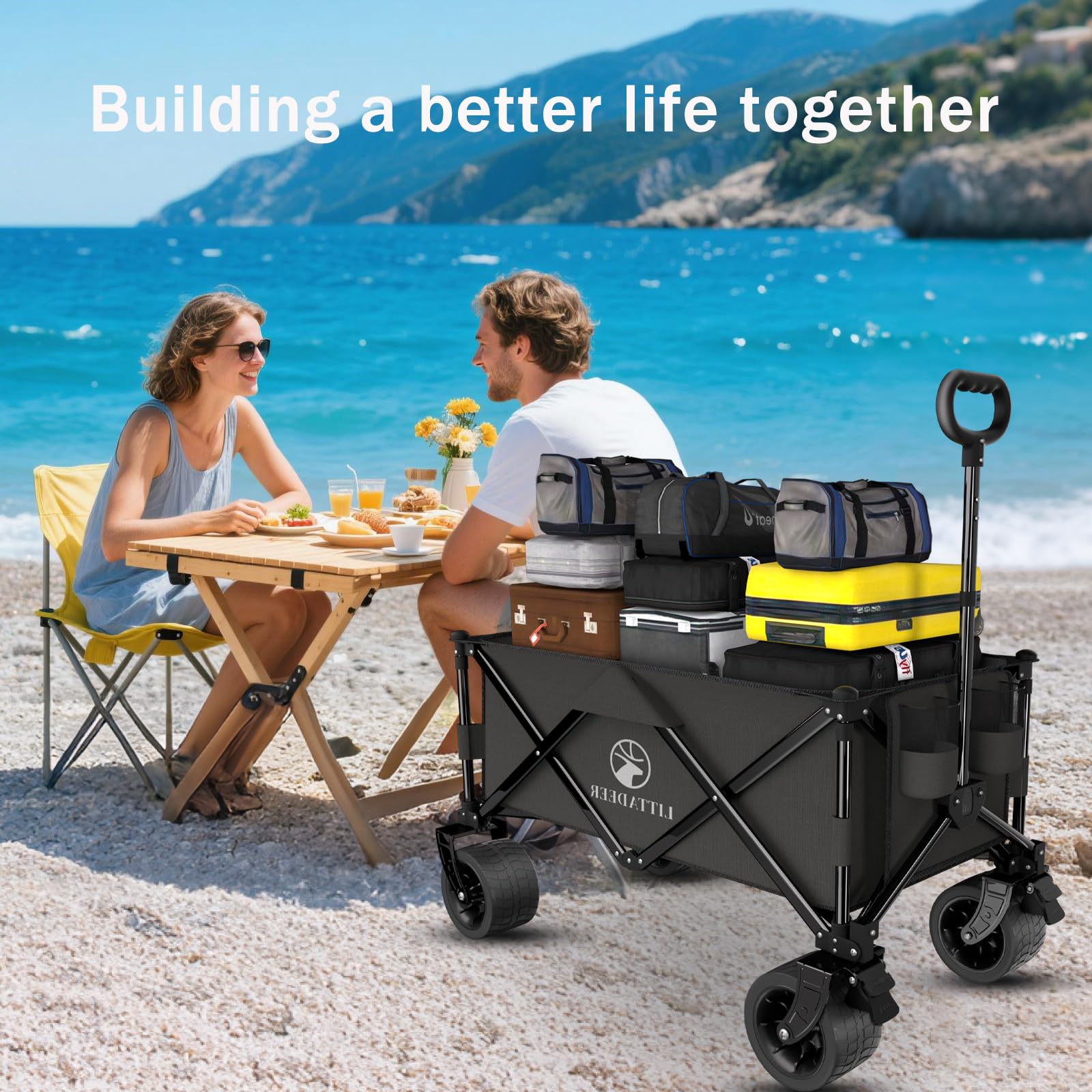 Littadeer wagon on beach demonstrating sand performance benefit