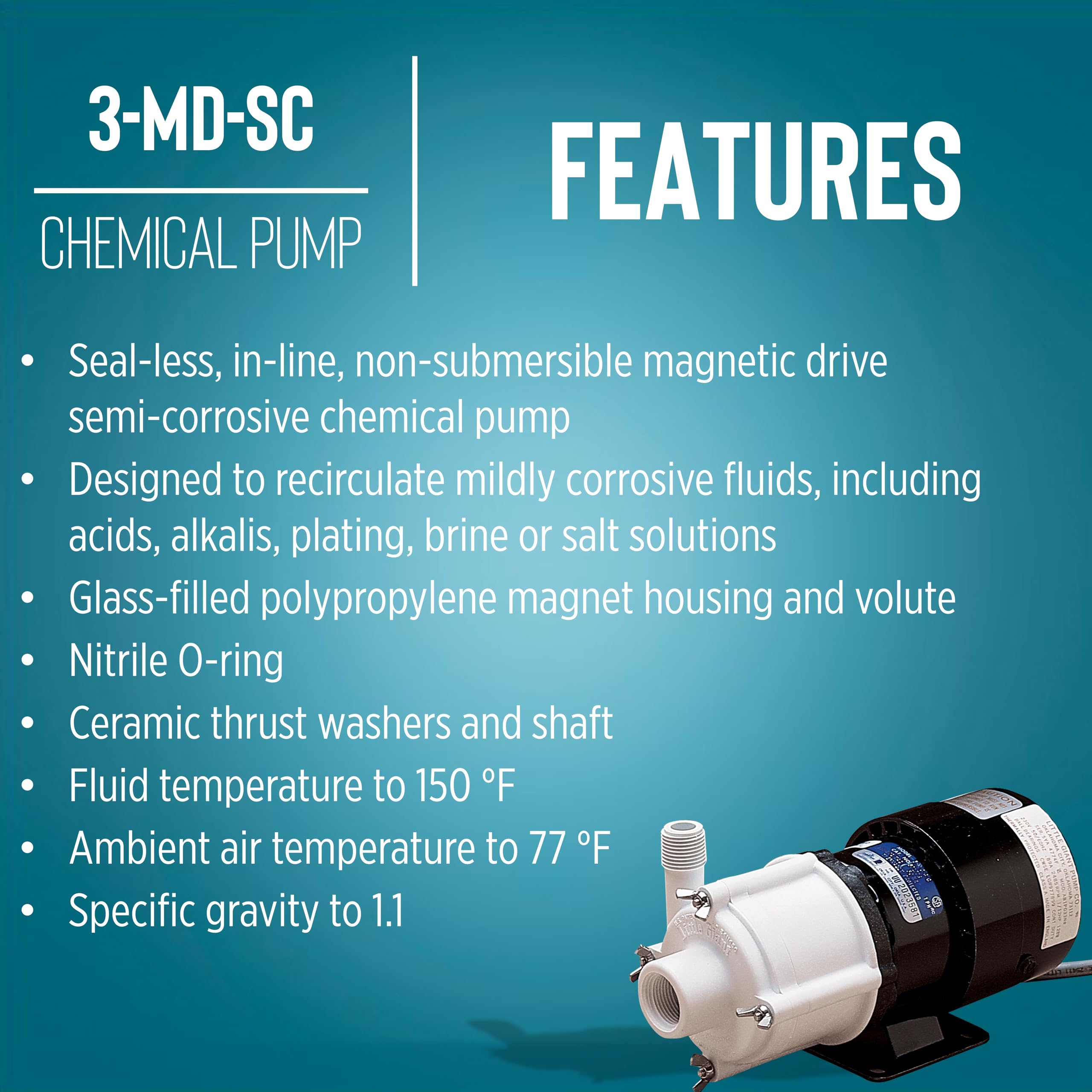 Little Giant magnet housing detail showing seal-less magnetic drive for leak prevention