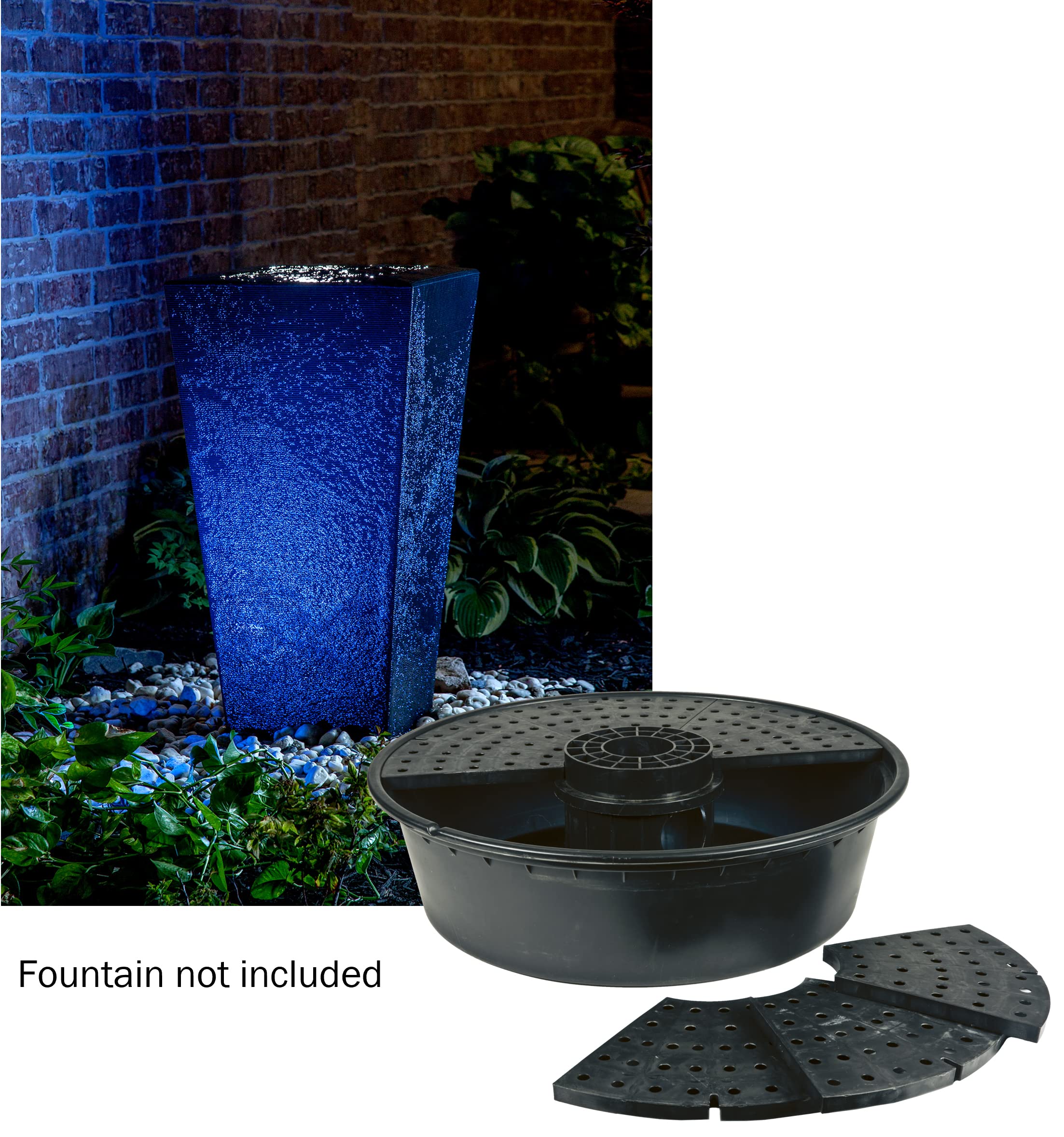 Little Giant installed basin covered with rocks creating disappearing effect