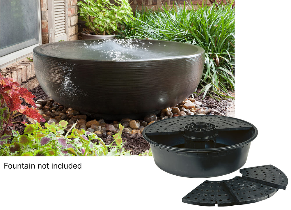 Little Giant basin beside person for scale and easy installation reference