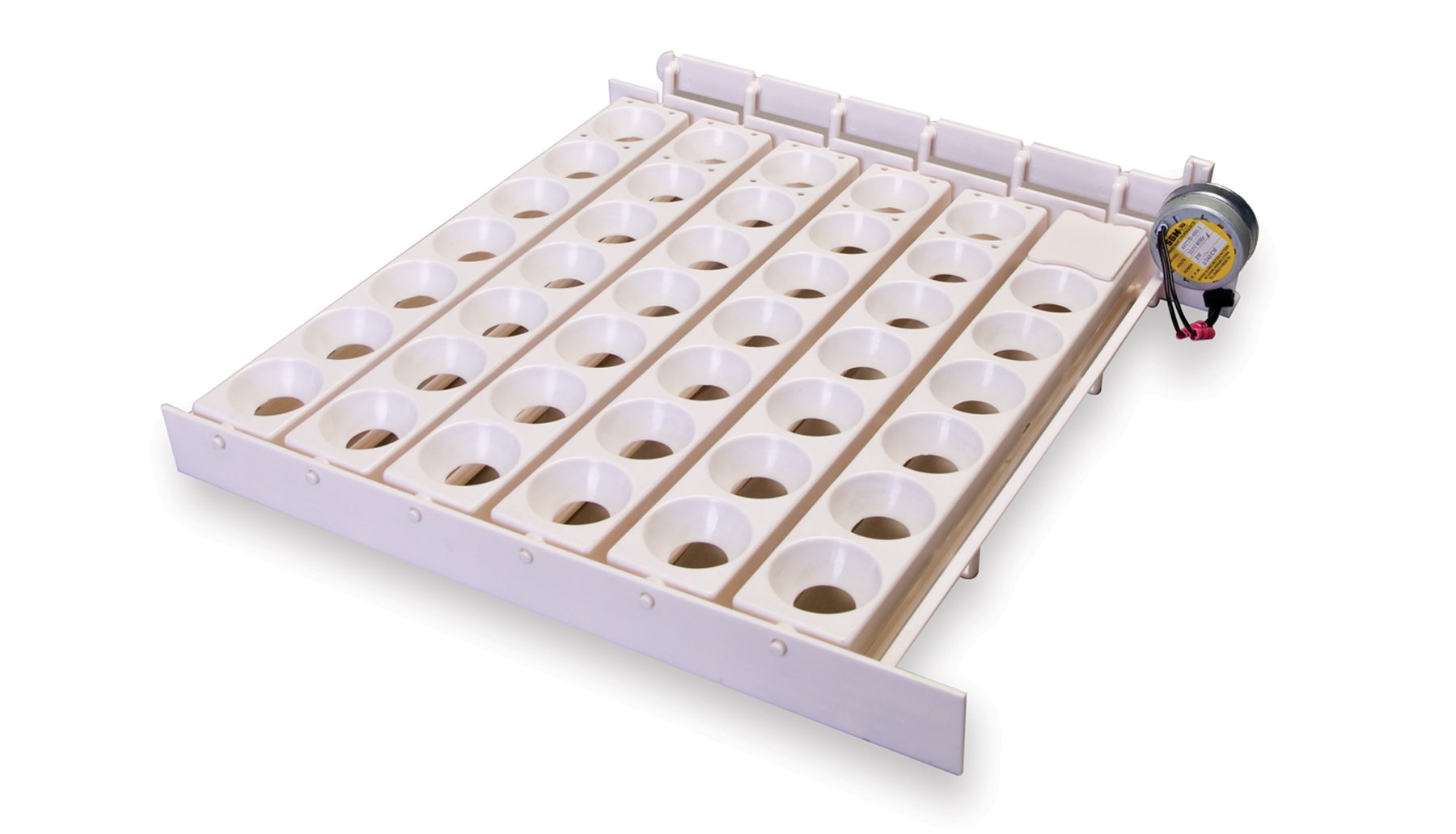 Little Giant front view of automatic egg turner showing 41-cup capacity and easy setup