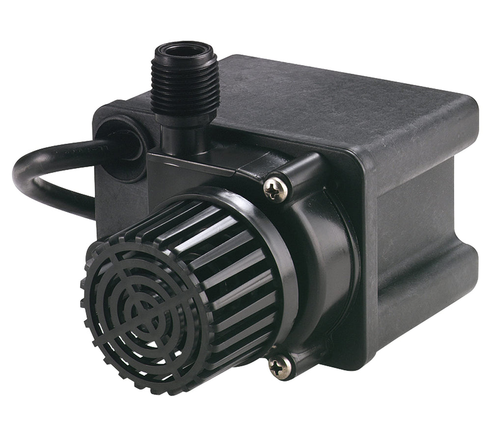 Little Giant pump front view showing compact design and installation ease