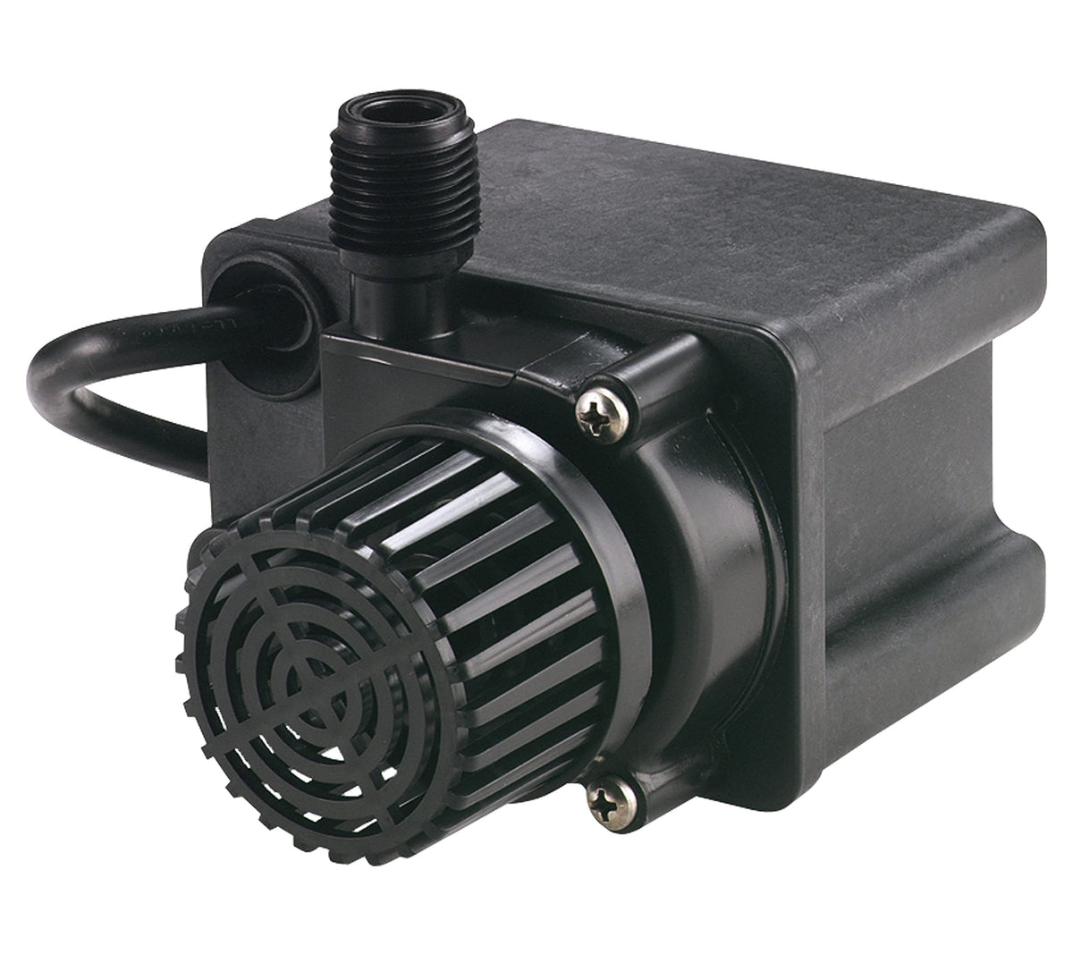 Little Giant pump front view showing compact design and installation ease