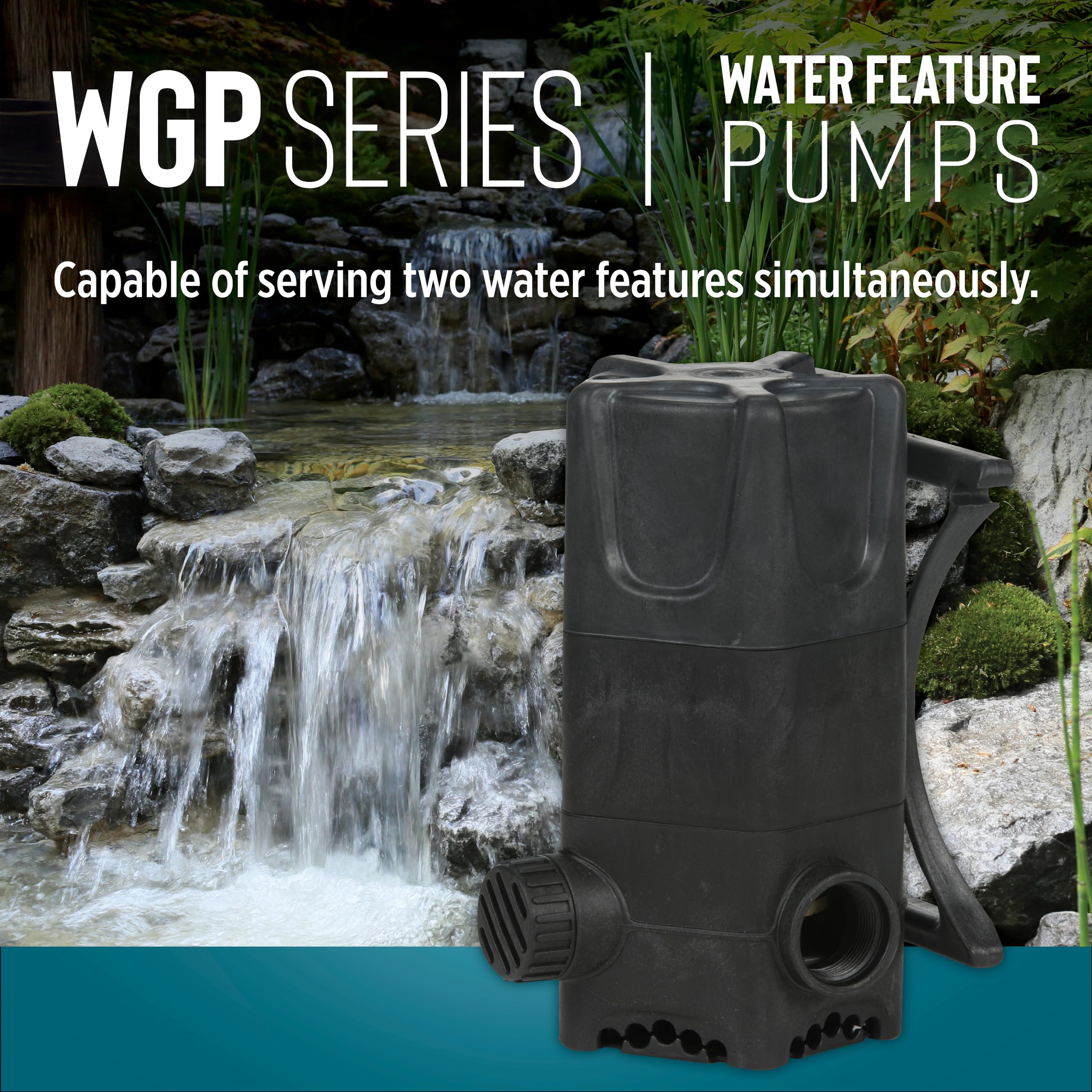 Little Giant installed in pond vault demonstrating dual-feature capability and water flow