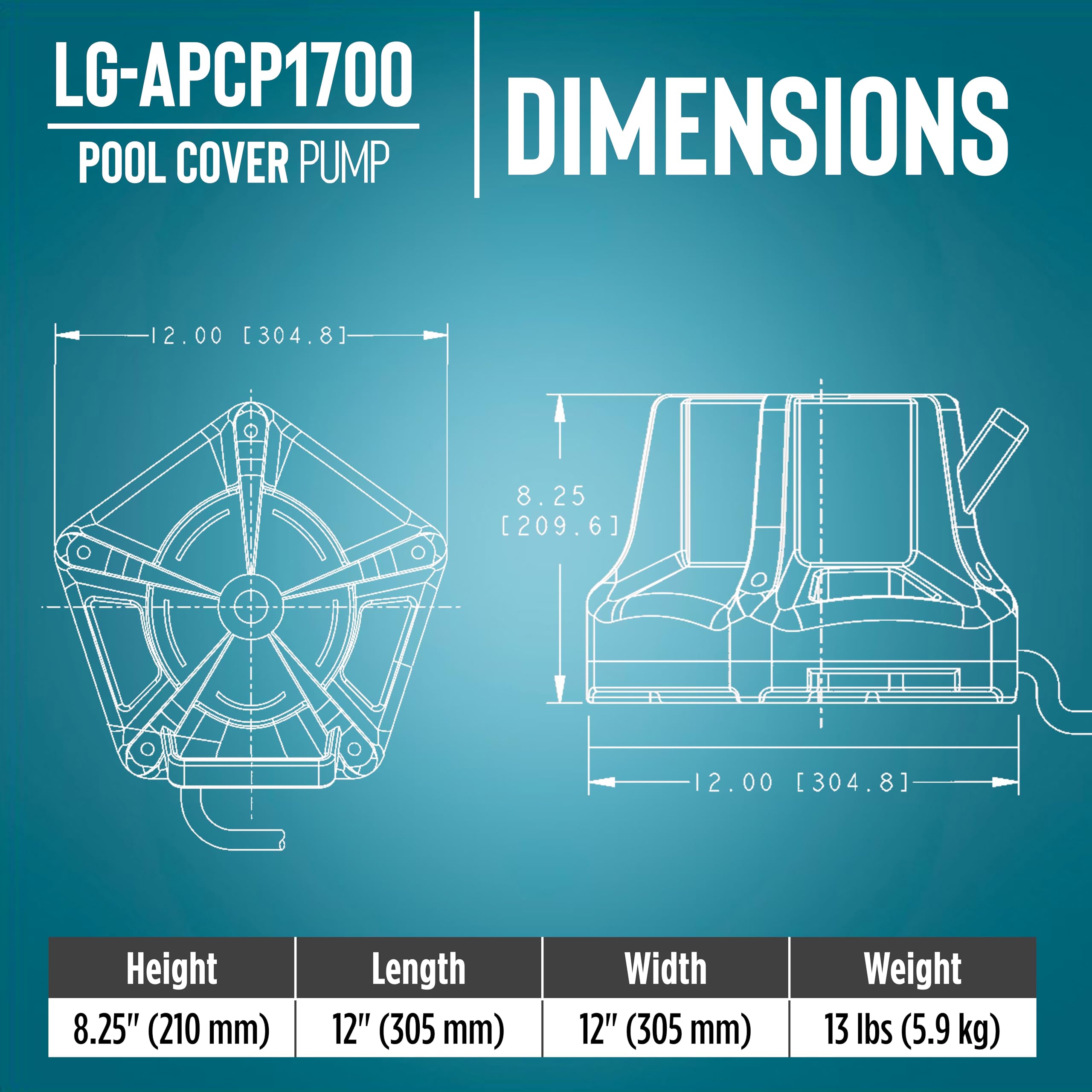 Little Giant LG-APCP1700 weighted base close-up providing stable operation on covers