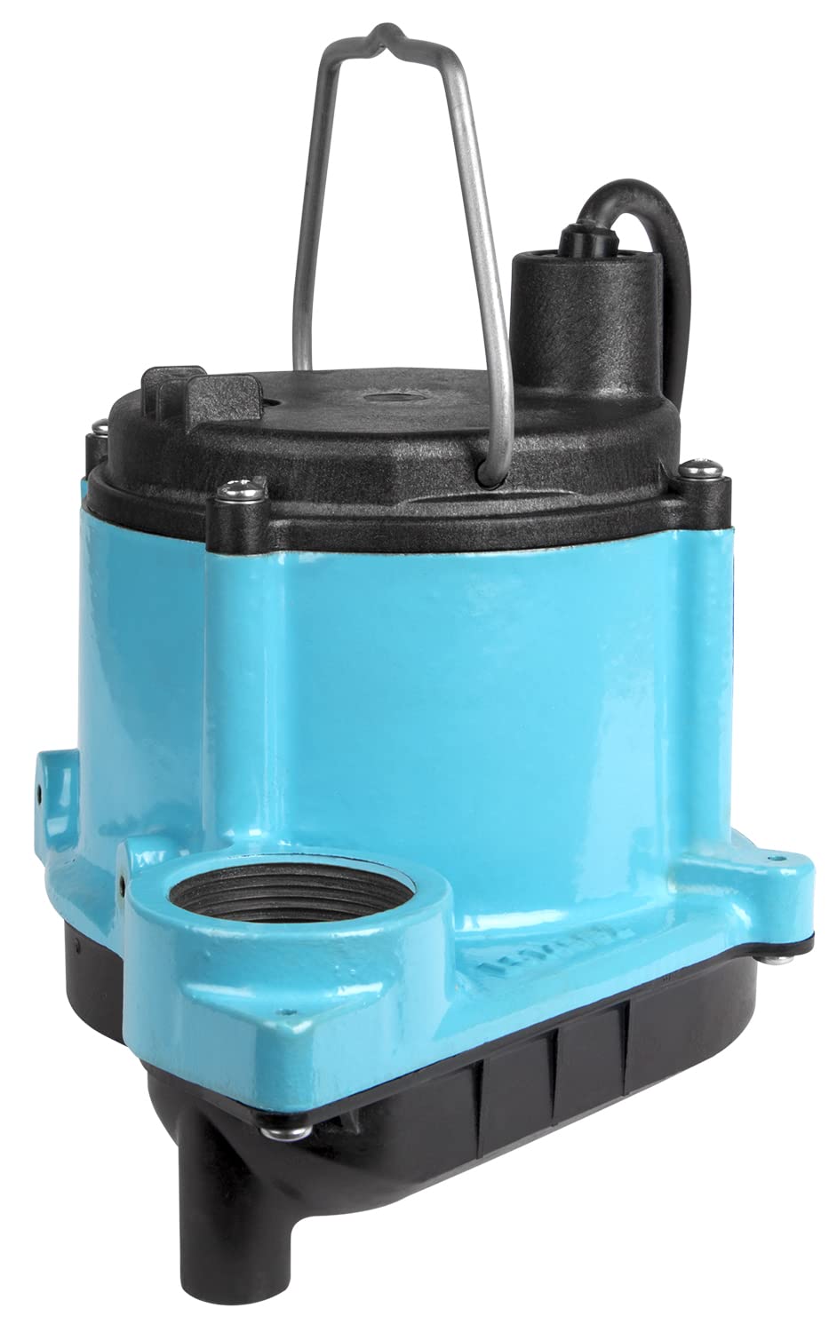 Little Giant pump removing water in a basement scene showing practical home use